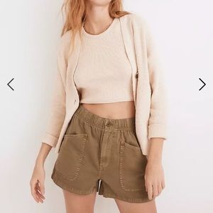 Madewell Garment-Dyed Pull-On Utility Shorts Vintage Moss Size 28 NWT